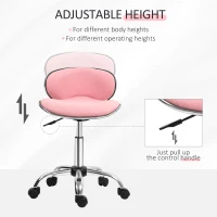 HOMCOM Adjustable Rolling Swivel Beauty Salon Chair, Stool for Spa, Pink(m-4)