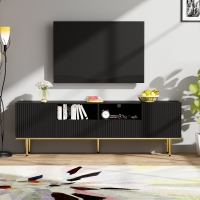 TV-Schrank 165 cm mit Stauraum und Schubladen für modernes Wohnzimmer schwarz