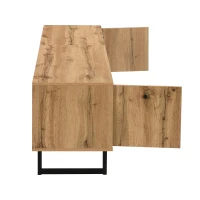 Lowboard TV-Schrank mit LED-Beleuchtung, Glastrennwänden und Pufferscharnieren im modernen Design, Holzfarbe(m-7)