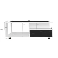 Table Basse Moderne avec Deux Tiroirs, Contrôle via Application Mobile et Éclairage LED, , 110x38,5x55 cm, Noir(m-3)
