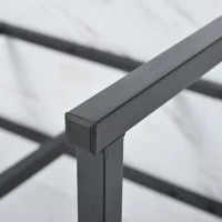 Modern Oblong Dining Room Table with L-Shaped Support Legs, Marble Top Extendable Table with Metal Frame, 140x80x75 cm, White+Black(m-13)