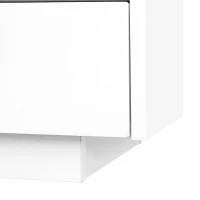 Meuble TV avec 4 tiroirs et 2 portes vitrées, système passe-câbles, peut accueillir des téléviseurs jusqu'à 90", 220x40x33 cm, style scandinave, Blanc(m-10)