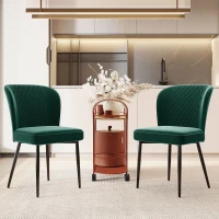 Set of 2 Upholstered Modern Wingback Chair with Metal Legs, Velvet Accent Chairs for Dining Room, Living Room, Kitchen, 47x43x86 cm, Green(m-1)