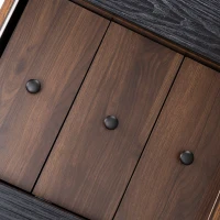 Modernes Sideboard mit Schiebetüren und Schubladen, Vielseitiger Stauraum für Wohnzimmer und Schlafzimmer, Schwarz und Holz(m-6)