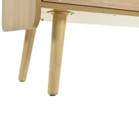 Sideboard Kommode mit Rattan-Türen, verstellbaren Regalböden und Massivholzfüßen - Schuhschrank mit Metallgriffen und Kippsicherung, Natur(m-10)