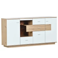 Sideboard weiß, Modernes Sideboard mit LED-Beleuchtung, 160 cm, Holzoptik(m-10)