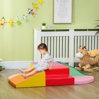 HOMCOM 6 Piece Soft Play Equipment for Kids Climb and Crawl, Red(m-10)