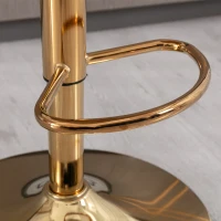 Set of 2 Kitchen Bar Stools with Rolling Edge Backrest and Gold Legs, 360° Rotatable Breakfast Bar Stools with Adjustable Seat Height, Beige(m-12)