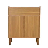 Kommode mit 1 Schublade und 2 Türen, Sideboard Highboard mit Metallgriffen für Schlafzimmer, Wohnzimmer und Büro, Walnuss(m-8)