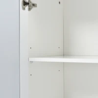 Anrichte mit Spiegeloberfläche und Kristallgriffen, Vier Türen und verstellbarem Regal für Wohn- und Esszimmer, Weiß(m-8)