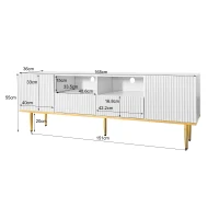 Modern Fernsehschrank 165 cm Weiss mit goldenen Verzierungen, TV-Schrank Weiss(m-3)