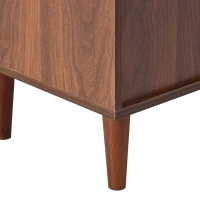 Crédence Moderne en Style Scandinave avec Inserts en Rotin, Trois Portes et Deux Tiroirs Irréguliers, 130x75,5x40 cm pour Salon ou Cuisine, Rotin(m-11)