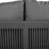 Gartenlounge Set für 7-8 Personen, Akazienholzrahmen, Handgewebtes Seildesign, Abnehmbare und Waschbare Bezüge, Natürlich+Grau(m-4)