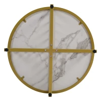 Moderner Couchtisch-Set in Hochglanz-Marmor-Optik mit vergoldeten Eisenbeinen, 2-teiliges Nesting-Design für Wohnzimmer und Balkon, weiß(m-8)