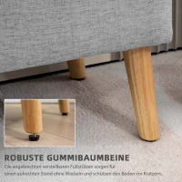 HOMCOM Ławka tapicerowana z przestrzenią do przechowywania, wykończenie w wyglądzie lnu, nogi z drewna kauczukowego, do 220 kg, 110x39x45cm, szara(m-4)