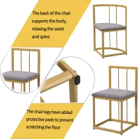 Six-Chair Dining Table Set, Modern Dining Table and Chairs with Backrests and Upholstery, Gold Iron Frame, 140x80x76 cm, Gold(m-6)