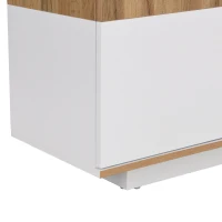 Meuble TV Bas Mobile avec Lumières LED Changeantes, Étagères en Verre et Tiroirs, 180x35x50 cm, Naturel(m-12)