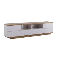 Moderner TV-Schrank mit Holzmaserung, Holzfarbe und Weiß(m-9)