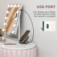 HOMCOM 12 LED bulb Tabletop Makeup Mirror, with Adjustable Settings(m-5)