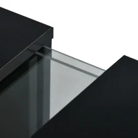 Table Basse Relevable Moderne avec Lumières LED 16 Couleurs, Télécommande et Compartiment Caché, 73x60x34 cm,Noir(m-7)
