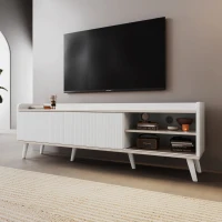 TV-Schrank mit Schubladen und Schiebetüren, elegantes Design, Weiß(m-7)