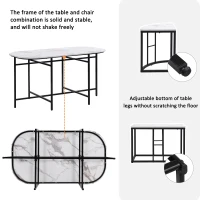 Modern Luxury 6 Seater Dining Table Set with Six Chairs, MDF Seat Cushions and Gold-Plated Iron Frames, Black(m-5)