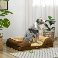 PawHut Calming Dog Bed Pet Mattress w/ Removable Cover, Anti-Slip Bottom, for Medium Dogs, 90L x 69W x 21Hcm - Brown(m-10)