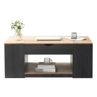 Table Basse en MDF avec Design Élégant et Espace de Rangement Intégré, 109,5x59,7x43 cm, Gris+Marron(m-8)