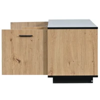 Meuble Porte TV Scandinave avec Un Tiroir, Trois Portes et Deux Étagères en Verre, Éclairage LED à 15 Couleurs Variables, 180x40x45 cm, Noir(m-7)