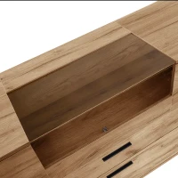 Sideboard mit Glastüren und App-gesteuerten LED-Leuchten, modernes Design und viel Stauraum,Holzfarbe(m-7)