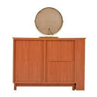 Schminktisch-Set mit LED-Beleuchtung, 360° drehbarer Spiegel, 8 Schubladen und flexiblem Stauraum, Walnuss(m-8)