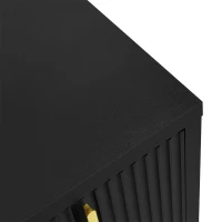 Crédence Moderne Minimaliste pour Cuisine et Salon avec Poignées Dorées et Étagères Réglables, 140x38x80 cm, Noir(m-9)