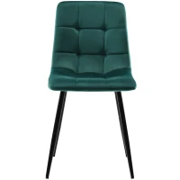 Set of 4 Velvet Upholstered Dining Chairs with Metal Frame and Backrest, 44x41x86 cm, Green(m-9)