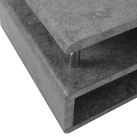 Moderner Couchtisch, Zementgraues Finish , LED-Beleuchtung, für Wohnzimmer und Büro, Grau(m-7)