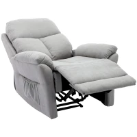 Fauteuil de Relaxation Inclinable Manuel avec Repose-pieds Extensible, Poche Latérale, en Tissu et Éponge, 82x92x99 cm, Gris(m-9)
