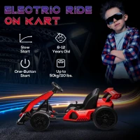 HOMCOM 24V Electric Go Kart for Kids with Adjustable Seat for 6-12 Years, Red(m-7)