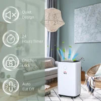 HOMCOM 20L/Day Portable Dehumidifier for Home, with LED Screen, Sleep Mode, 24H Timer, Electric Air Dehumidifier for Damp Laundry Bedroom Basement(m-8)