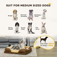 PawHut Calming Dog Bed Pet Mattress w/ Removable Cover, Anti-Slip Bottom, for Medium Dogs, 90L x 69W x 21Hcm - Brown(m-4)