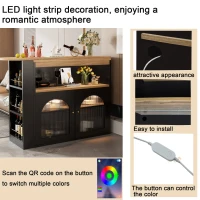 Modern Extendable Dining Table with Storage and LED Strip, Swivel Bar Bistro Table, 138-193x39x105 cm, Black(m-5)