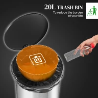 HOMCOM 20L Stainless Steel Compact Home Bin(m-4)