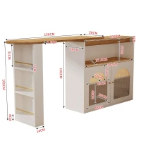 Modern Extendable Dining Table with Storage and LED Strip, Swivel Bar Bistro Table, 138-193x39x105 cm, White(m-3)