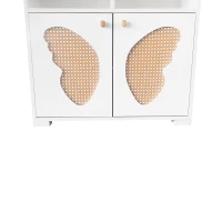 Multifunktionaler Beistellschrank und Bücherregal mit Schmetterlingstüren für Wohnzimmer und Kinderzimmer, weiß(m-5)