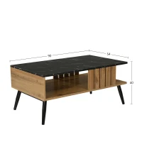 Table Basse de Salon Moderne en Style Patchwork, Design avec Bords en PVC, Huit Pieds, Modèle Structuré, , Entretien Facile, 90x54x40 cm, Bois Naturel(m-3)