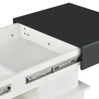 Table Basse de Salon Moderne Multifonctionnelle avec Plateau Relevable, Tiroirs Cachés et Étagère Extensible, 99x60x36 cm, Noir+Blanc(m-7)