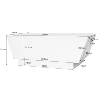 Moderner LED-Couchtisch mit Hochglanzfinish, App-gesteuerter Beleuchtung und verstecktem Stauraum, weiß(m-3)