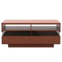 Couchtisch mit LED-Beleuchtung, zwei Schubladen, modernes Design mit Acryl-Elementen, Walnuss(m-2)