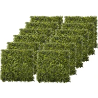 Outsunny 12PCS Artificial Boxwood Wall Panels 50cm x 50cm Grass Privacy Fence Screen Faux Hedge Greenery Backdrop Encrypted Milan Grass for Home Garden Backyard Balcony(m-12)