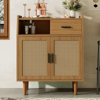Kommode mit 1 Schublade und 2 Türen, Sideboard Highboard mit Metallgriffen für Schlafzimmer, Wohnzimmer und Büro, Walnuss(m-1)