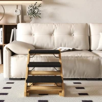 PawHut Adjustable Dog Steps Dog Ramp, 3-Step Non-slip Pet Stairs for Medium Sized Dogs, Foldable Dog Stairs for Bed Sofa(m-9)