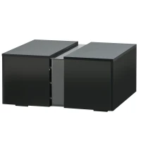 Table Basse Relevable Moderne avec Lumières LED 16 Couleurs, Télécommande et Compartiment Caché, 73x60x34 cm,Noir(m-2)